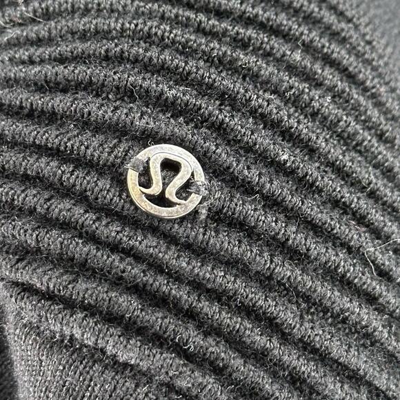 LULULEMON Black Knit Open Front Cardigan Sweater Women's Medium Split Back Wool - Picture 5 of 9